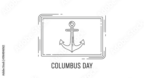 Minimalist Anchor Line Art Graphic for Columbus Day Commemoration and Maritime Exploration Theme