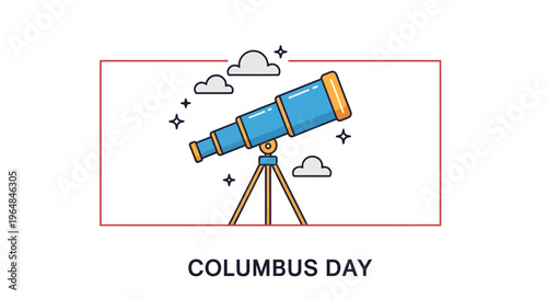 Celebrate discovery with this vibrant illustration of a telescope, perfect for Columbus Day