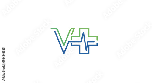 Modern Medical Logo Design with Heartbeat and Plus Symbol.