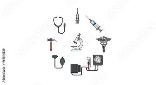 Medical Instruments Arranged in a Circular Pattern.