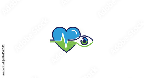 Heartbeat Pulse and Eye Symbol for Health and Vision Care.