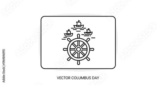 Minimalist line art illustrating historical naval exploration and a significant discovery holiday