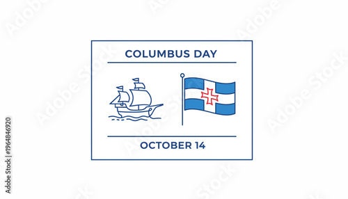 Commemorative illustration for the annual Columbus Day celebration honoring transatlantic voyages