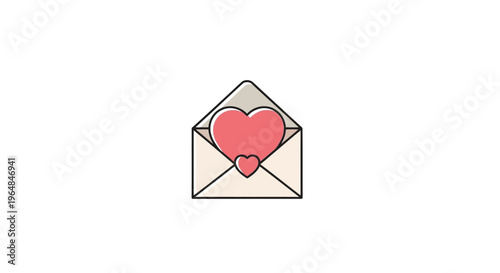 Open Envelope with Pink Heart Symbol Inside.