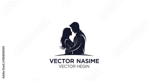 Silhouette of a loving couple embracing tenderly.