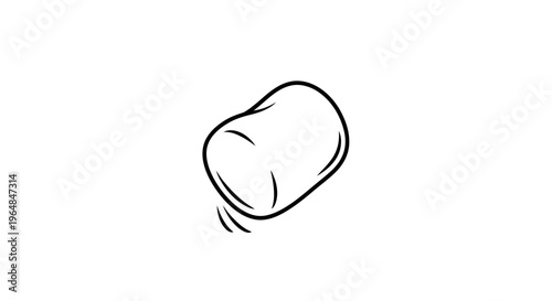 Minimalist monochrome line art illustration of a soft, plump object with subtle contours and a
