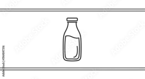 Minimalist line art illustration featuring a classic glass milk bottle filled with a wholesome