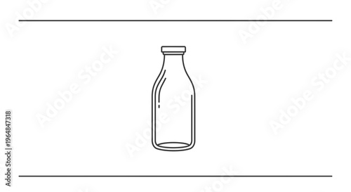 Minimalist outline illustration of a classic glass milk bottle with a cap, perfect for branding