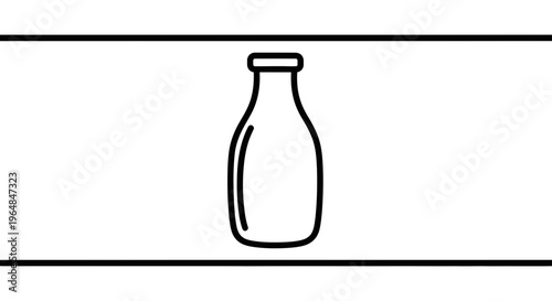 Simple black outline illustration of a classic glass bottle icon design perfect for dairy products