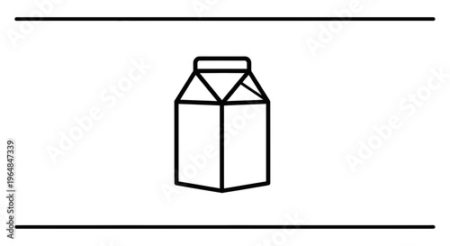 Minimalist black outline icon of a classic beverage carton, representing liquid packaging and