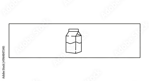 Minimalist line art illustration of a classic milk carton design, ideal for healthy breakfast