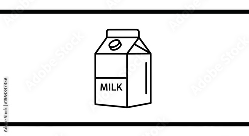 Stylized monochrome outline graphic portraying a carton of fresh dairy milk product