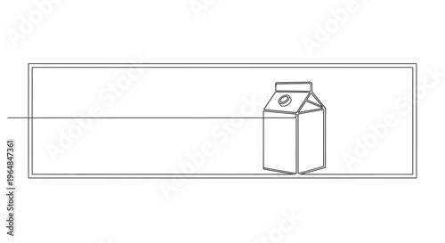 Minimalist continuous line art of a beverage carton design concept with white space