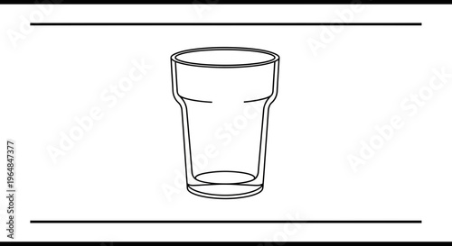 Minimalist line art illustration of an empty beverage glass on a white background with clean lines
