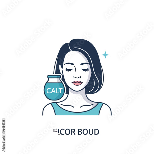 Woman with jar of CALT for skincare and beauty.