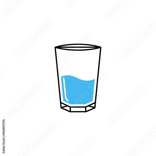 Simple illustration of a glass filled with blue liquid.