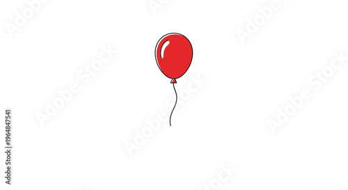 Vibrant red festive balloon illustration floating solo against a clean white background for joyful