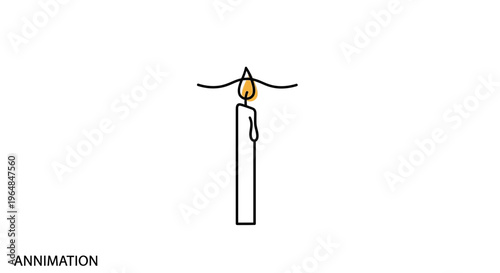 Minimalist burning candle illustration offering a simple visual of light and warmth. This clean