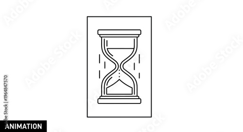 Elegant line art illustration of an hourglass signifying the constant flow of time and moments
