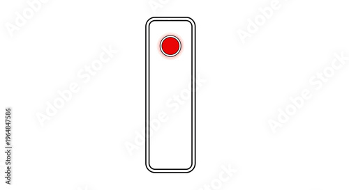 Minimalist glowing red recording indicator light on a modern white elongated button graphic design