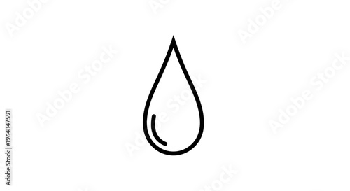 Essential Outline Graphic Representing a Pure Water Droplet Icon for Clean Design