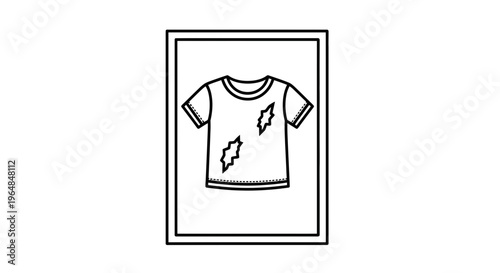 Simple graphic icon showcasing a worn or soiled t-shirt, perfect for garment care illustrations