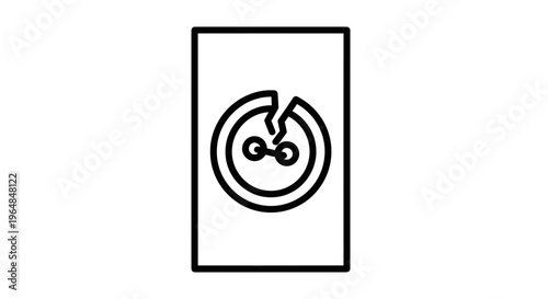 Abstract icon depicting a broken cycle with internal genetic or structural damage, symbolizing a