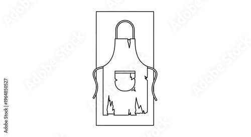 Minimalist black line art illustration of a functional apron with a handy front pocket