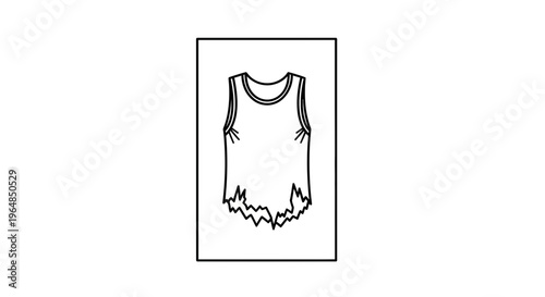 Outline illustration of a distressed tank top symbolizing worn-out apparel and decaying fabric
