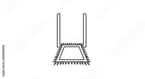Minimalist line art illustration of a generic cleaning tool head with bristled edges for utility