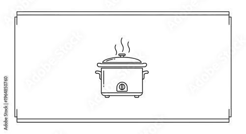 Minimalist Line Art Illustration of a Steaming Slow Cooker for Home Cooking Convenience and