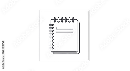 Minimalist spiral notebook icon for educational resources and office stationery concepts