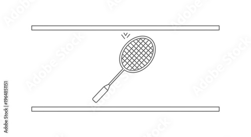 Minimalist badminton racket outline icon centered in frame, symbolizing sports activity