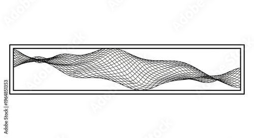Dynamic digital wave grid visualization within a sleek rectangular frame presenting abstract data