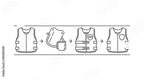Illustrative guide to assembling a protective body armor vest for security personnel and enhanced