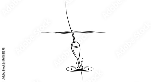 Illustrative representation of a fishing float interacting with water showing a potential catch