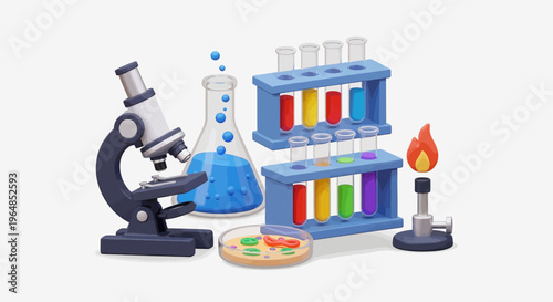 Colorful laboratory equipment for science experiments.