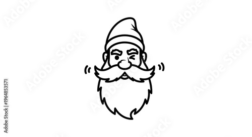 Charming cartoon winking gnome with long beard and festive hat a cheerful holiday character