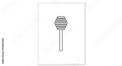Minimalist outline illustration of a classic honey dipper tool on a clean white background