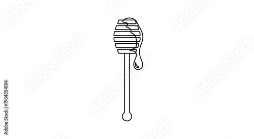 Continuous line art illustration of a honey dipper dripping sweet nectar, perfect for minimalist