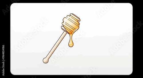 Sweet golden liquid dripping from a wooden honey dipper, a delightful natural sweetener illustration