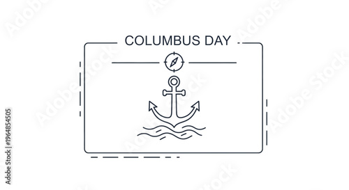 Minimalist Columbus Day design with nautical elements celebrating exploration and discovery