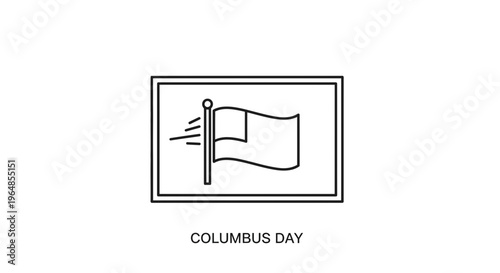 A minimalist line art illustration showcasing a national flag waving, representing a significant