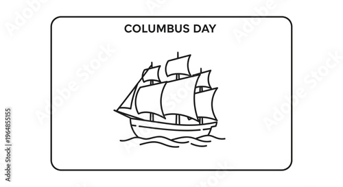 Minimalist outline illustration of a classic sailing ship for a historical exploration holiday