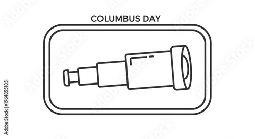 Line art illustration depicting a classic spyglass, symbolizing historic maritime exploration for