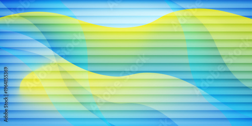 Dynamic abstract background featuring flowing waves of vibrant blue, yellow, and green with a subtle horizontal ribbed texture, evoking modern digital energy