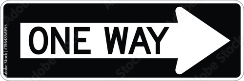 One Way Right Arrow with Text US Road Sign Vector Illustration Directional Traffic Sign Symbol
