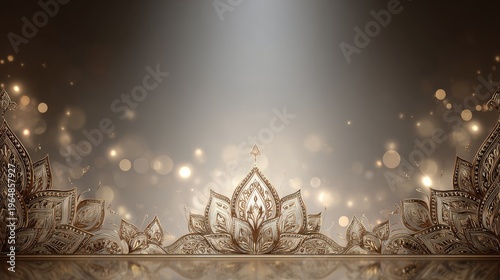 Elegant Decorative Background with Intricate Floral Patterns and Soft Bokeh Lights for Celebratory Themes