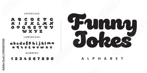 Funny jokes decorative script font for children storybook and greeting card playful design alphabet