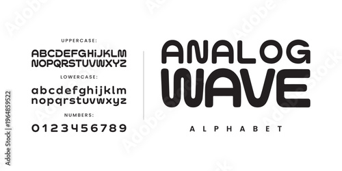 Analog wave unique wavy display font for music festival poster and liquid motion design alphabet